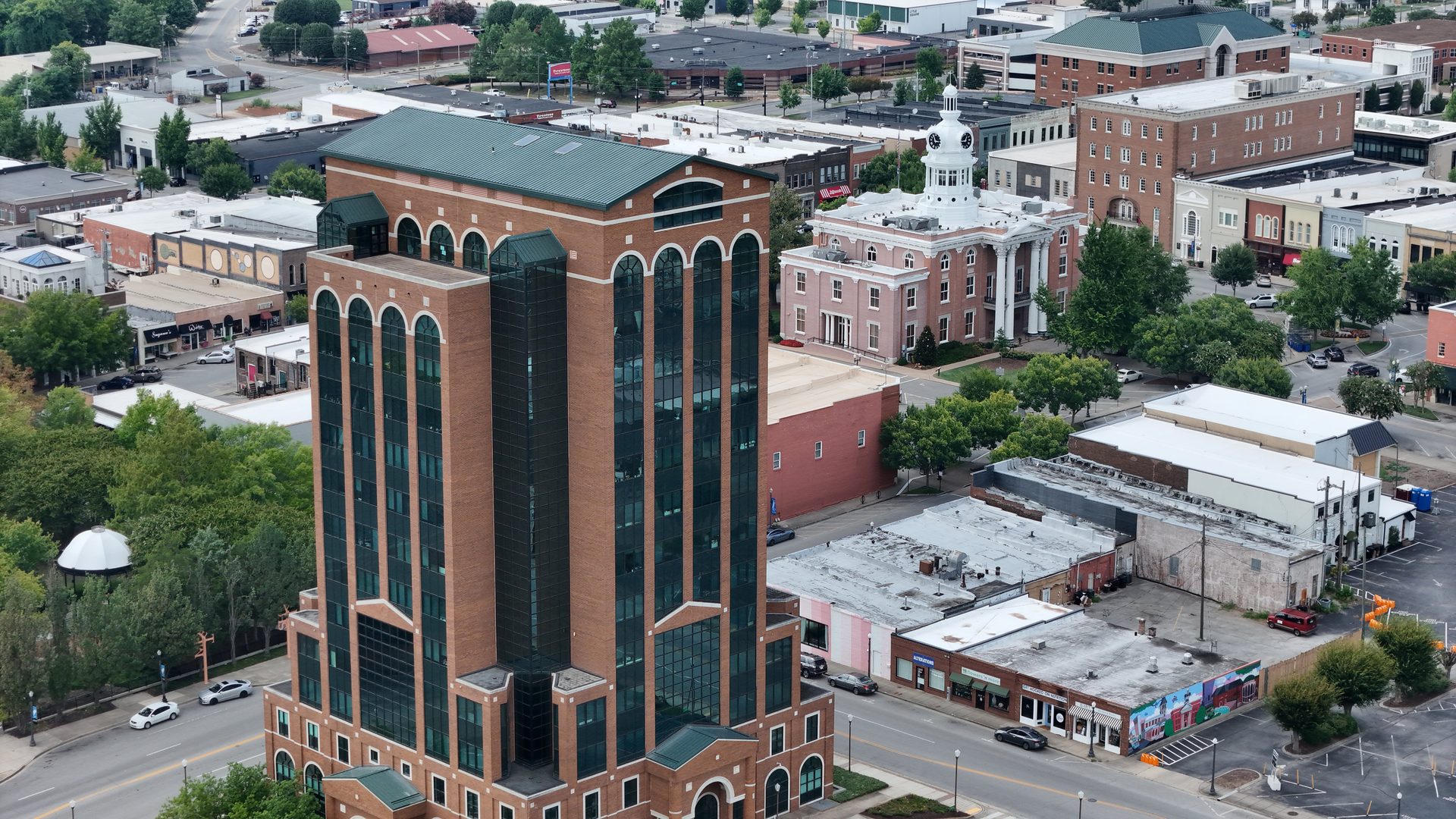 Downtown square — real Tennessee aerial captured by UUAS