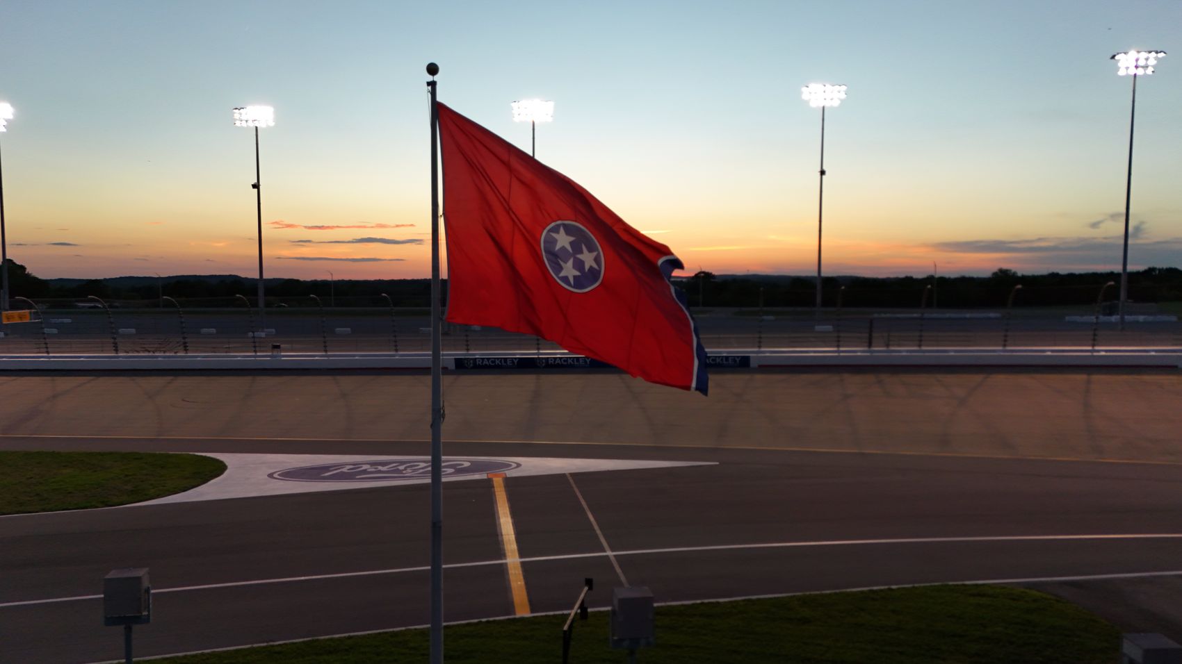 Speedway at sunset background