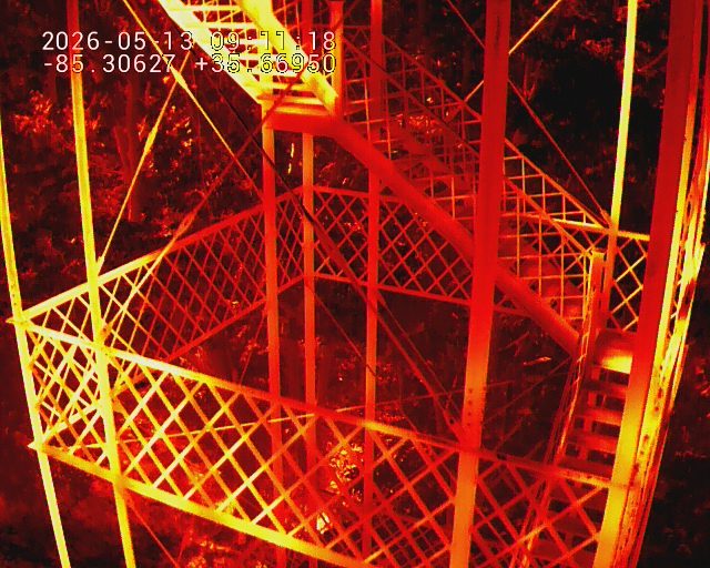 Thermal drone image of the steel tower structure