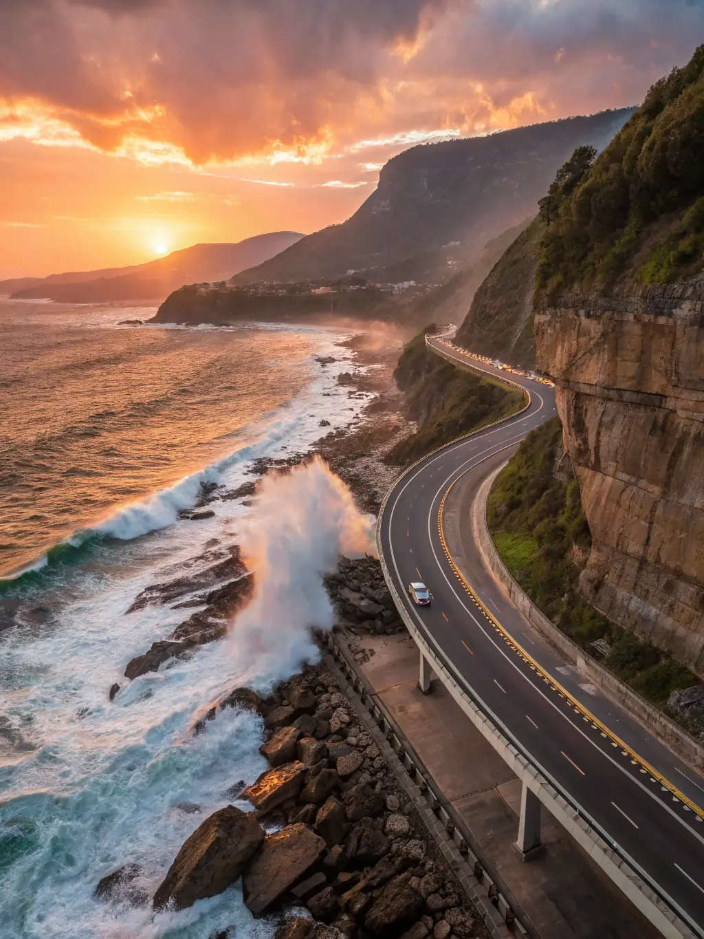 A drone filming a scenic landscape for a travel advertisement, showcasing the beauty and scale of the location. The image should be high-quality and cinematic.